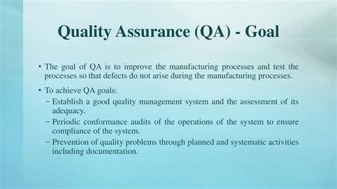 what are quality assurance goals